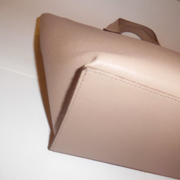 Furla Jucca Small Saffiano Beige Tan Leather Tote Logo Handbag Purse Bag - Picture 7 of 13